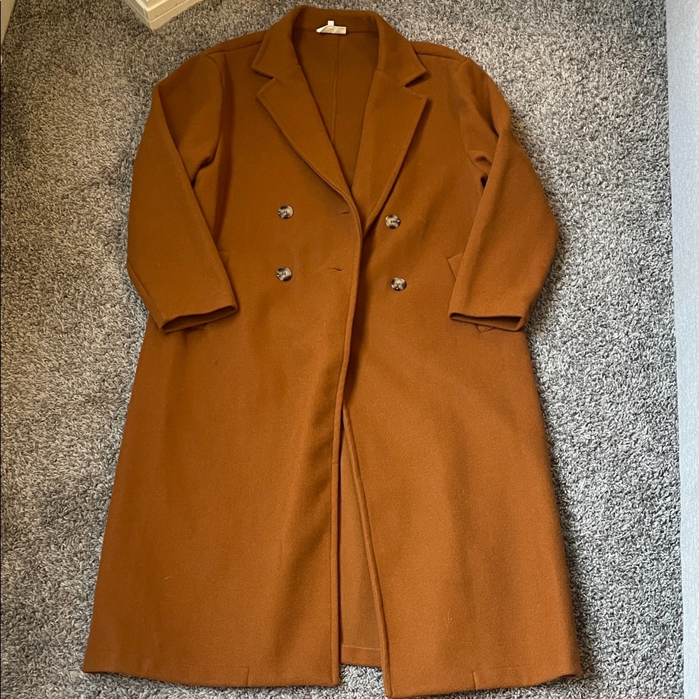 MELLODAY Double-Breasted Tan Trench Coat